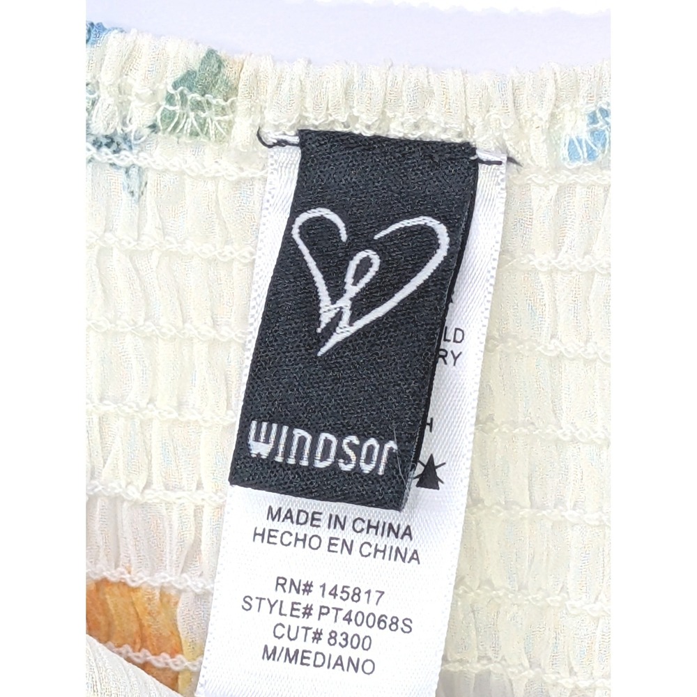 Windsor Coquette Floral Ruched Chiffon Crop Top M Romantic‎ Cottagecore Feminine - Picture 5 of 10